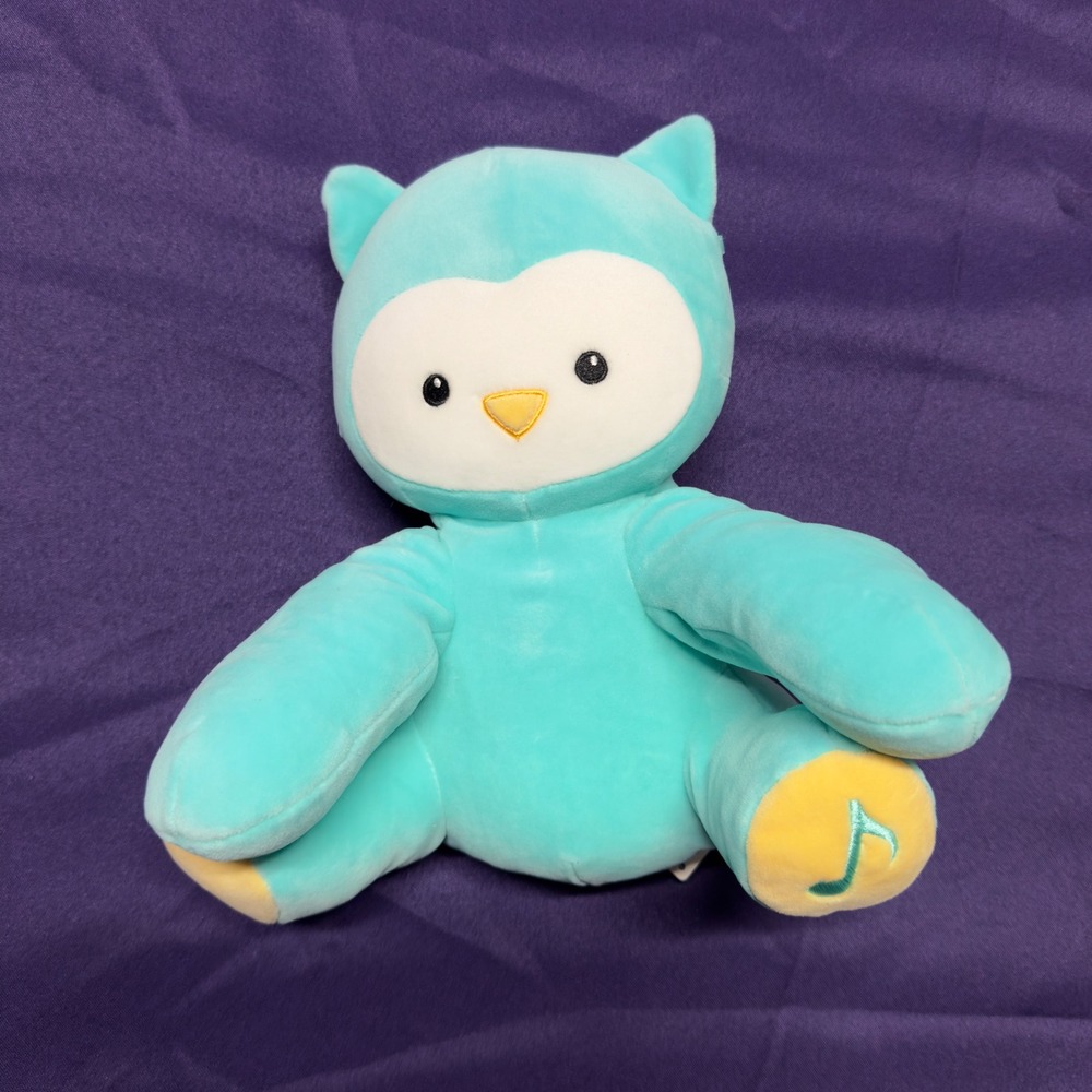 Dan Dee Owl Plush Teal Blue Stuffed Animal Musical Note‎ Feet Baby Toy